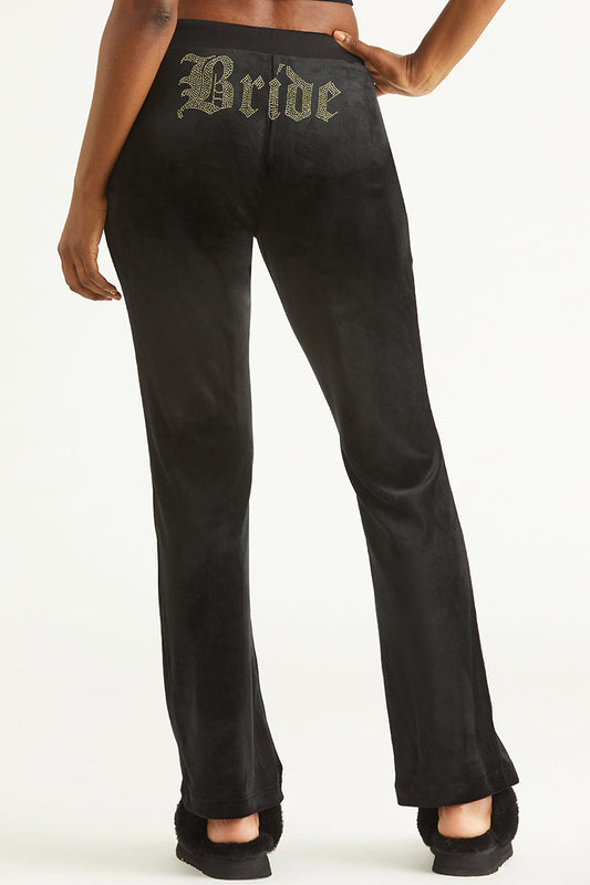 Bride Customizable Big Bling Velour Track Pants