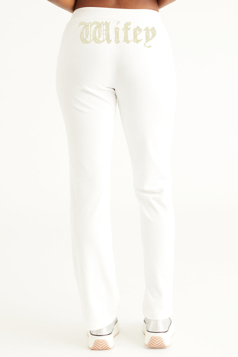 Wifey Customizable Big Bling Velour Track Pants