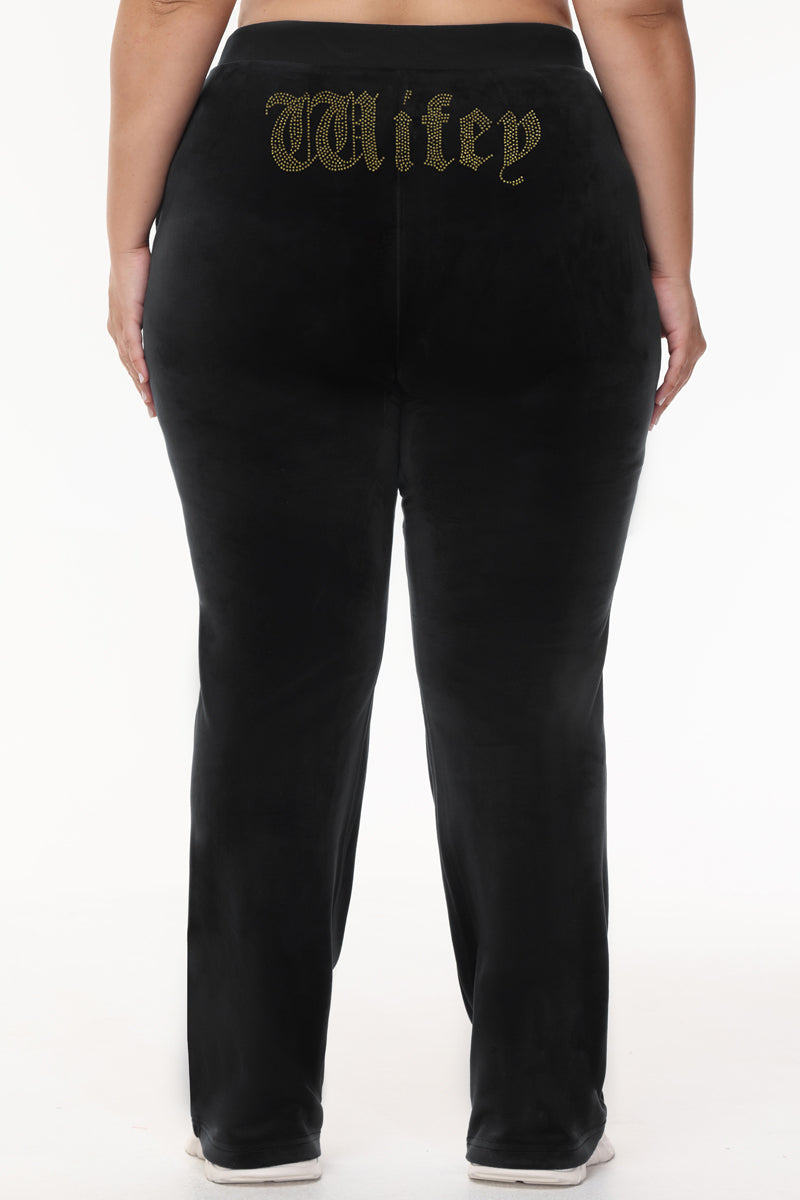 Wifey Customizable Big Bling Velour Track Pants