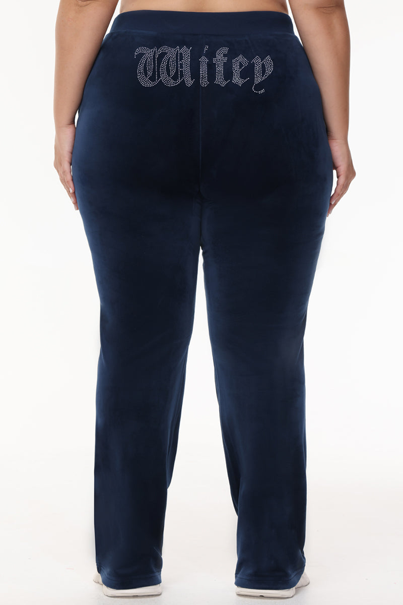 Wifey Customizable Big Bling Velour Track Pants